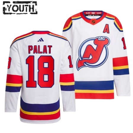 New Jersey Devils Trikot Ondrej Palat 18 Adidas 2022-23 Weiss Reverse Retro 2.0 Authentic - Kinder
